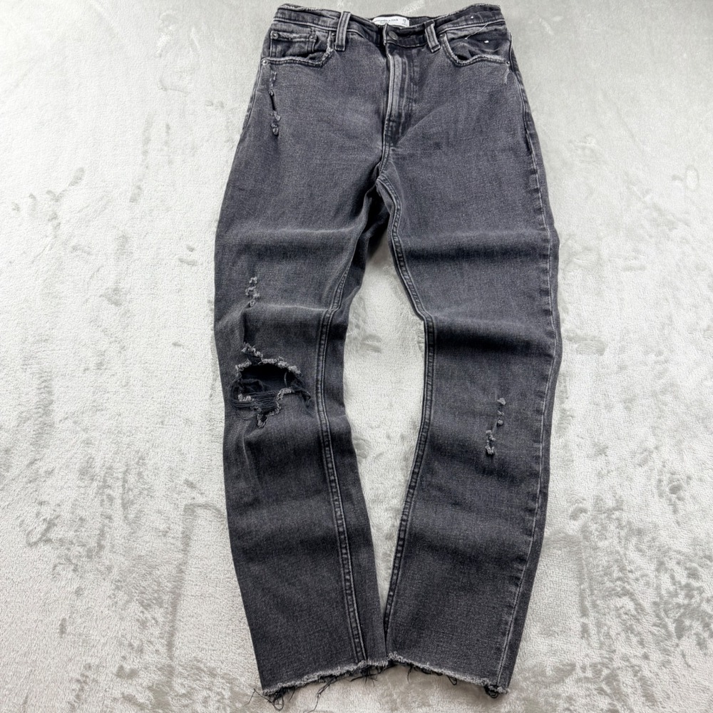 Abercrombie & Fitch Women's 26/2 The Skinny High Rise Distressed Jeans Gray